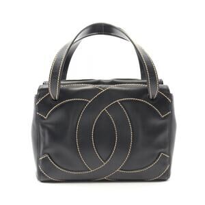 Chanel Coco Mark Wild Stitch Handbag Leather Bag Black